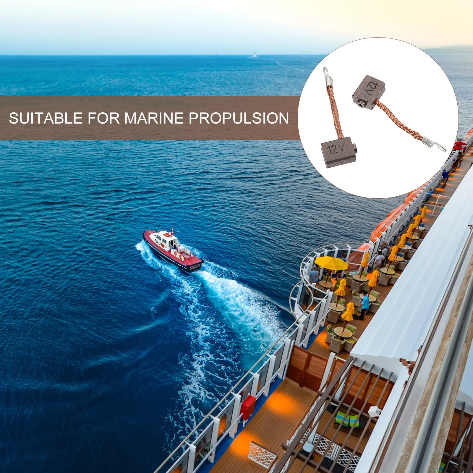 2Pcs Marine Grade Carbon Brush for Electric Propulsion Motors Smooth Polished Surface Long Service Life Boat Parts Kayak