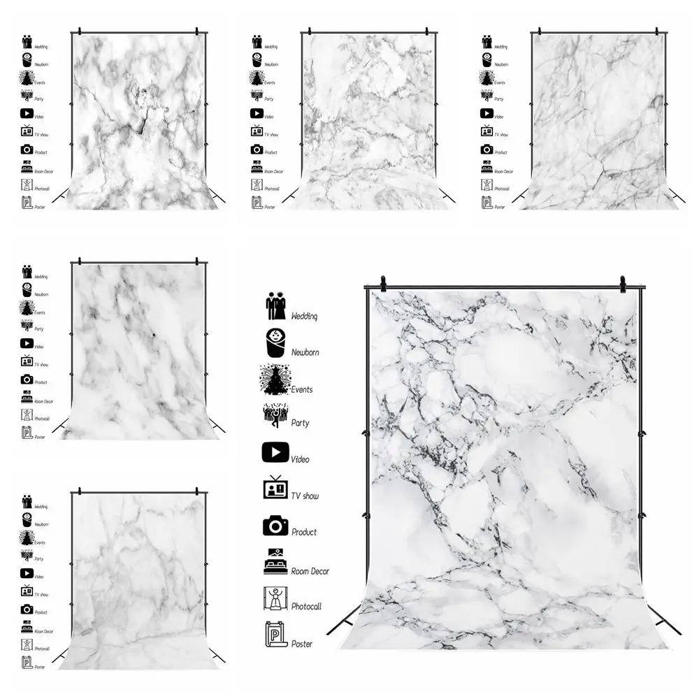 

White Marble Textured Backdrop Birthday Party Baby Shower Adult Pet Food DIY Art Photo Photography Background Decor Photostudio