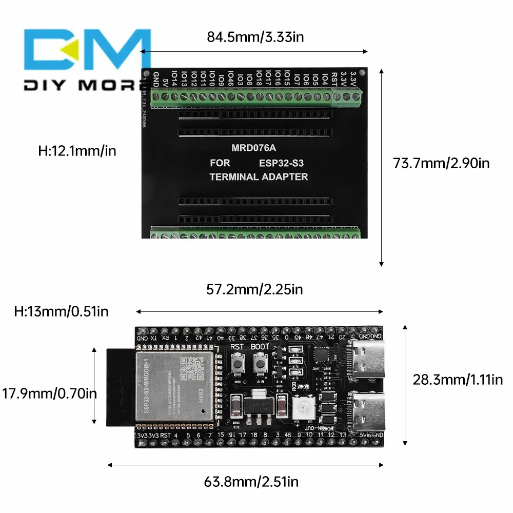 ESP32-S3 GPIO Core Development Board WROOM-1-N16R8 ESP32-S3-DevKitC-1 Expansion Board Development Module for N8R2/N16R8