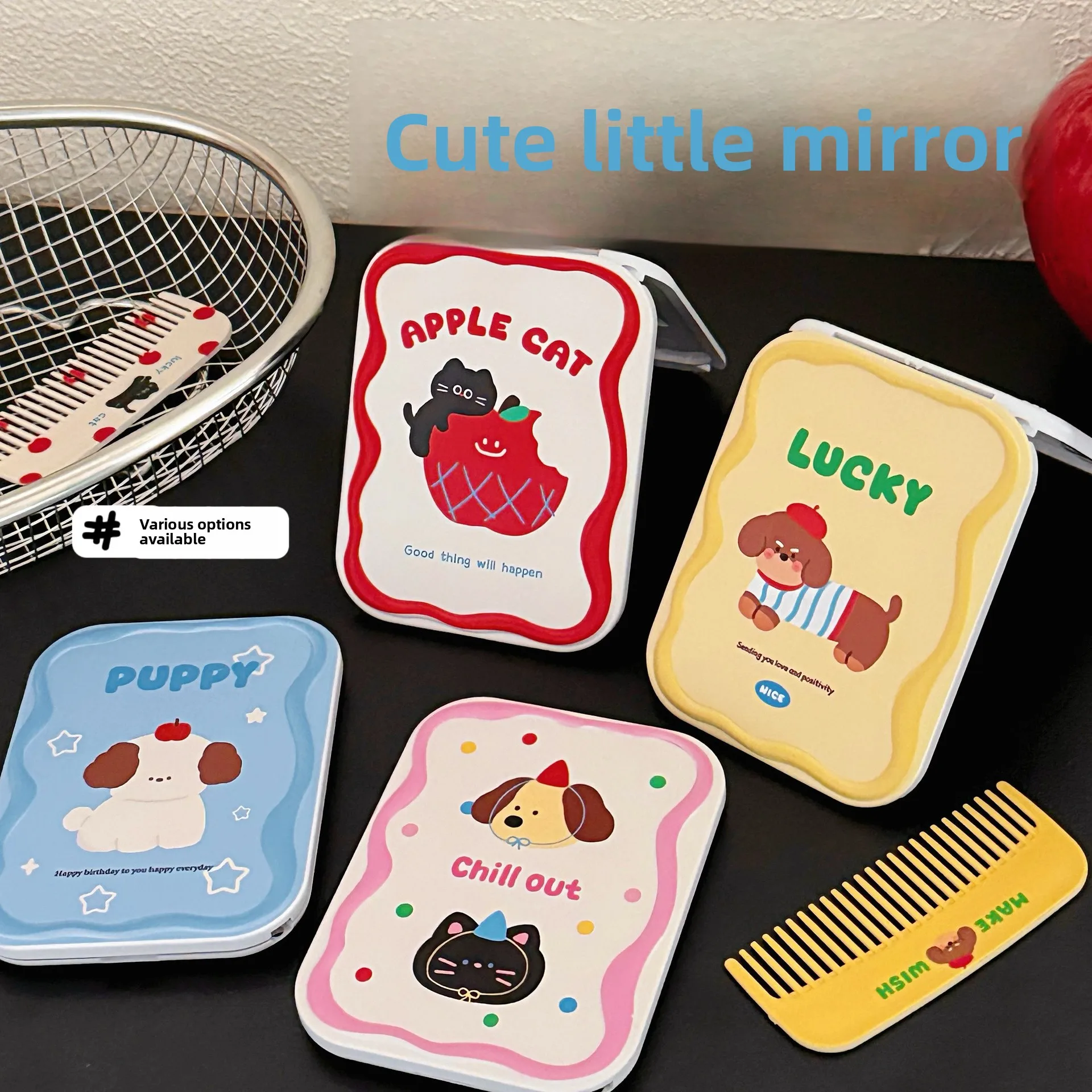 Cute little mirror girl portable mini makeup mirror portable makeup mirror