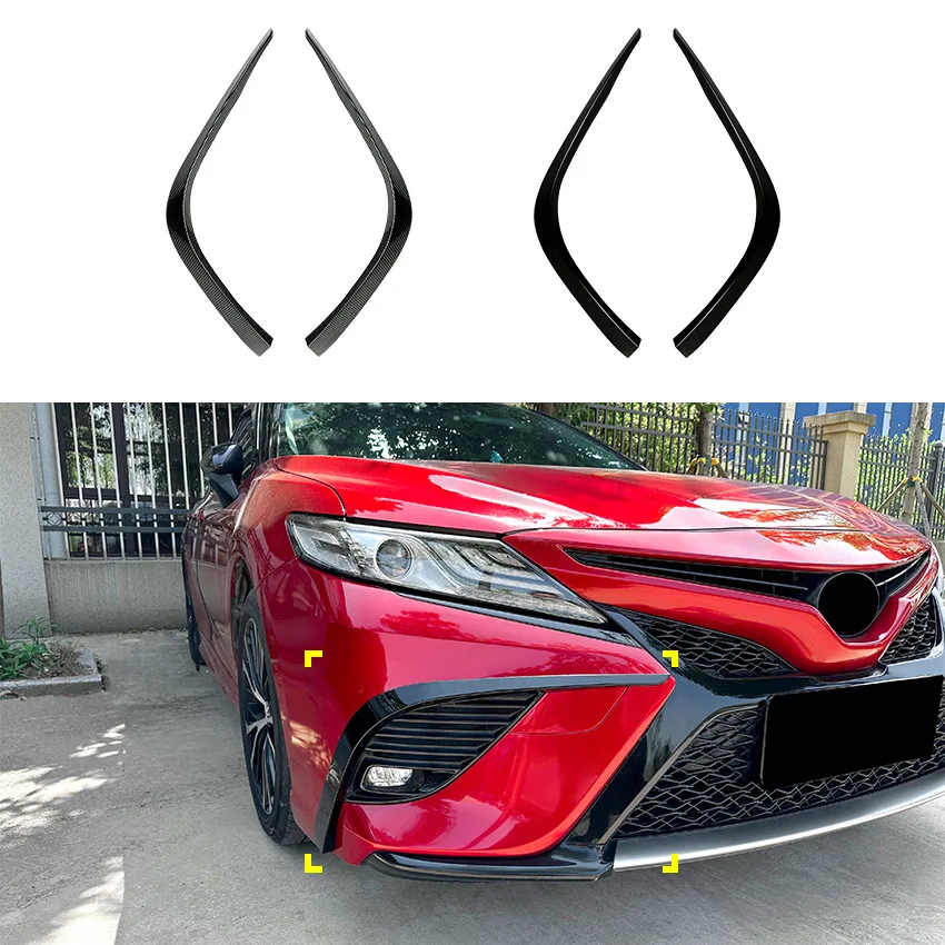 

Front Wind Knife Trim For Toyota Camry XV70 Sport 2018-2020 Piano Black Carbon Fiber Front Bumper Air Vent Decor Mod Kit