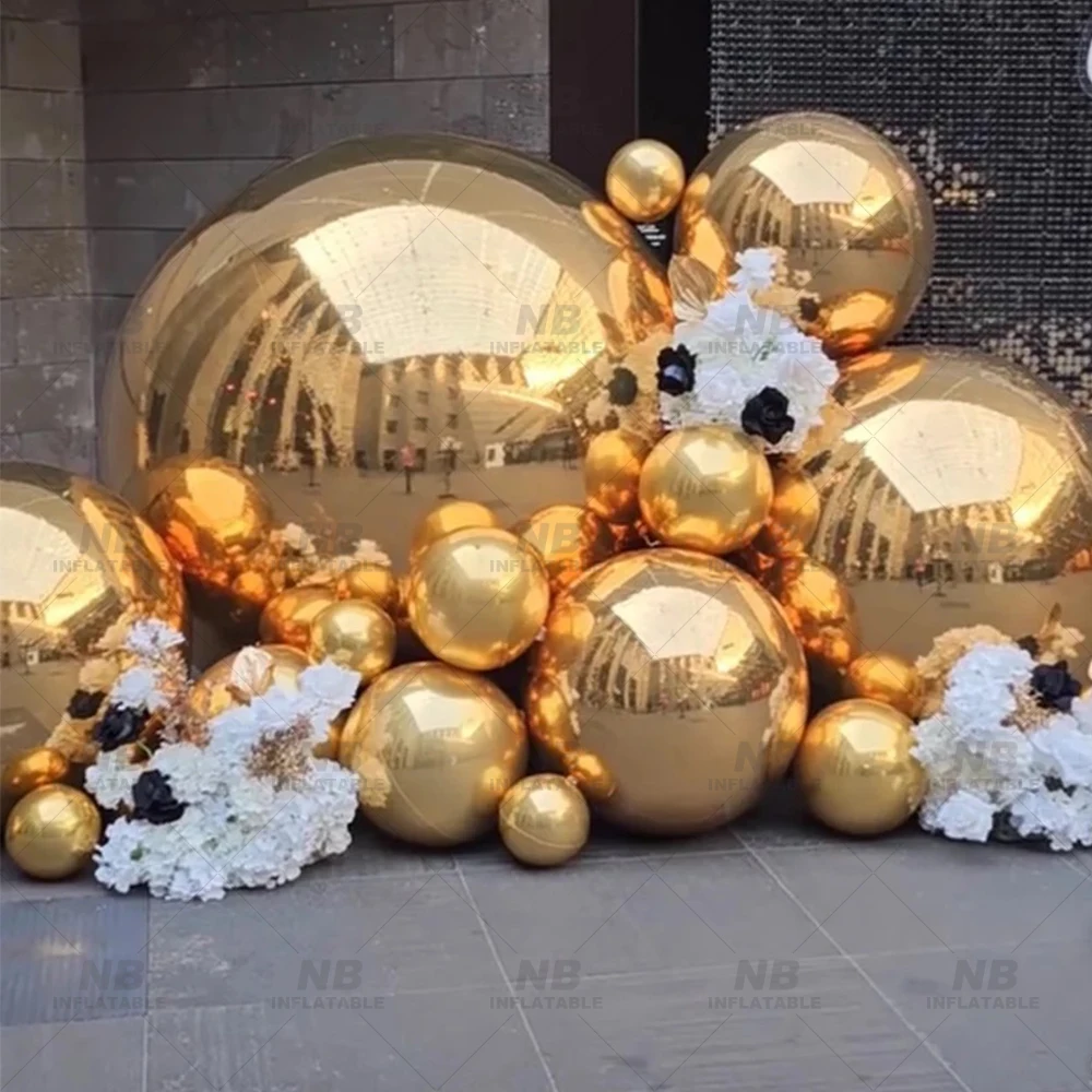 Advertising Decoration Giant Silver Inflatable Sphere Mirror Ball Reflective Balloon for Festival Party Stage Show Nightclub