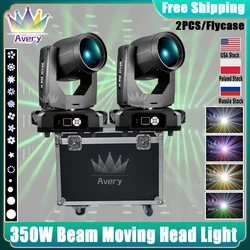 Luz Sharpy Beam con cabezal móvil para Dj, lámpara de 350W, 17r, con estuche de vuelo, 2 piezas, para escenario