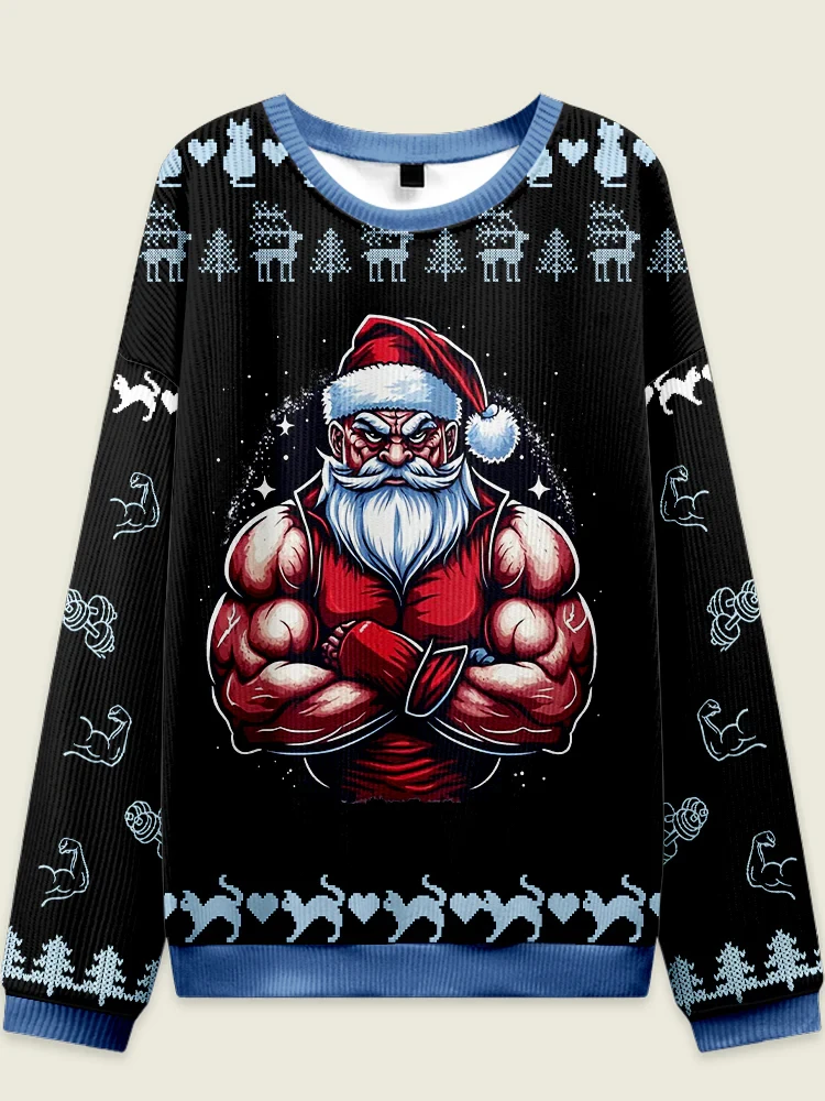 اللياقة البدنية العضلات سانتا كلوز الجرافيك بلوزات الرجال القبيح عيد الميلاد سترة موضة مضحك ثلاثية الأبعاد طباعة Chilren البلوز البلوزات القمم #1