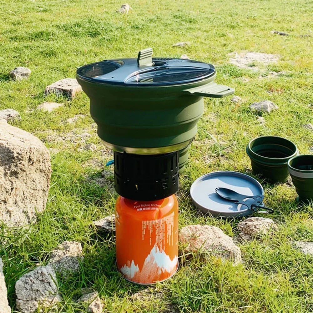 2.5L Silicone Folding Kettle Camping Teapot Portable Coffee Tea Cooking Pot Mini Boiling Water Pot for Outdoor Picnic Tableware