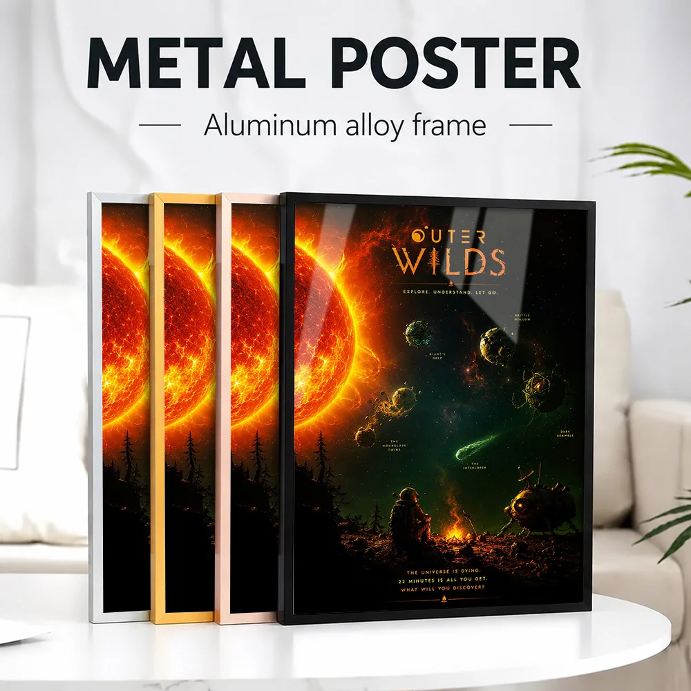 Outer Wilds Framed Metal Print Customized Photo Futuristic Sci Fi Style Wall Art For Home Office And Study Technology Fan Gift