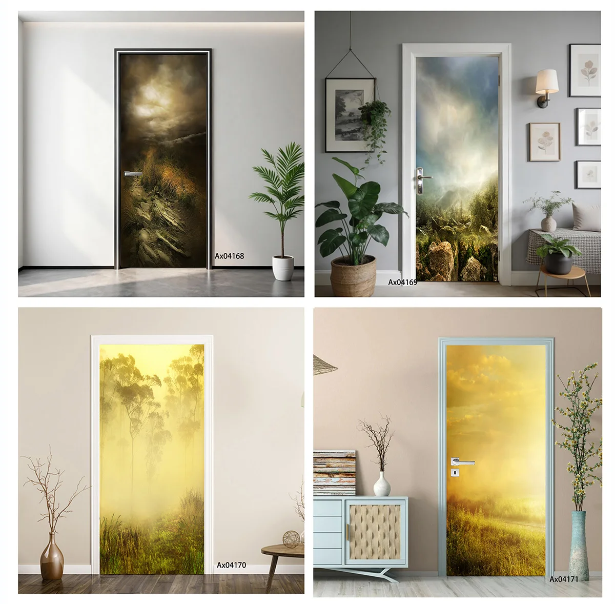 Multi Style Forest & Flower Natural Landscape Decor Door Decal