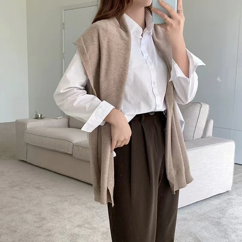 New Shawl Knitted Tops Cape New High quality Korean Fashion Sweter Damski Warm Wild Solid Scarf Cardigan Poncho Ropa Mujer