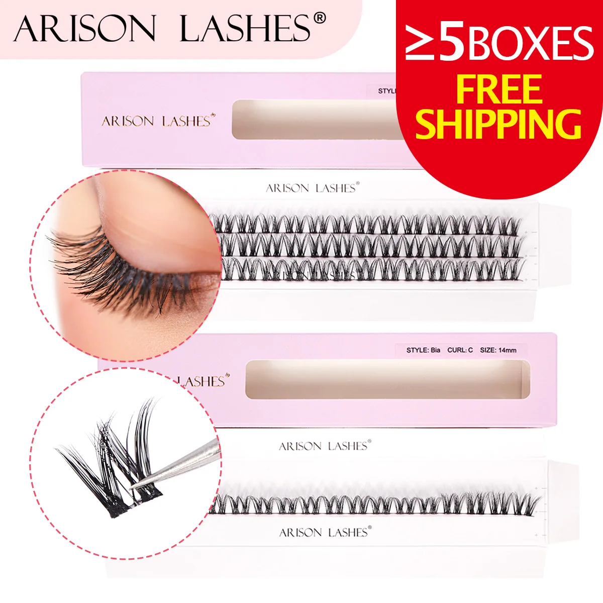 ARISON 3DFluffy Segmented Lashes DIY Cluster Lash Bundles Soft Strip Eyelashes Dramatic Ribbon Eyelash Makeup Tool For Wholesale