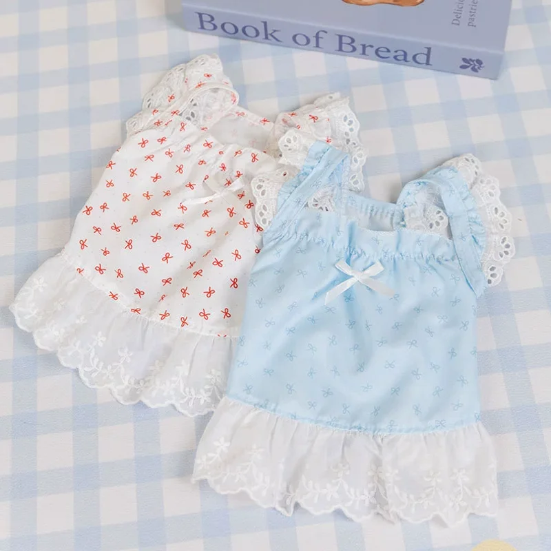 Ropa bonita para mascotas, vestido con estampado de lazo para perro, disfraz de princesa para perro de encaje, camiseta para Chihuahua, accesorios de Bichon, chaleco para cachorro y niña, falda para gato