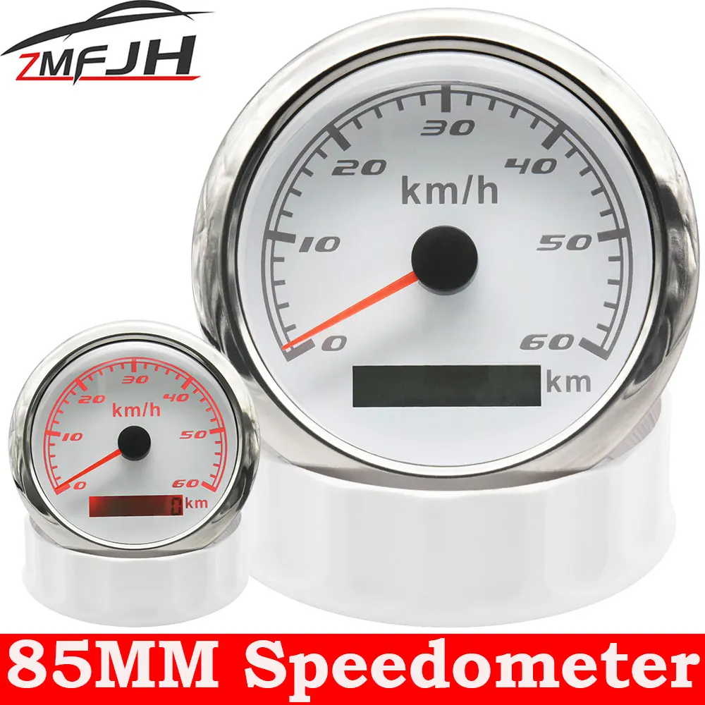 AD 30km/h Speedometer Odometer 85mm Speed Gauge 120km/h 200km/h Without GPS Antenna For Marine Boat Car ATV Truck Red Backlight