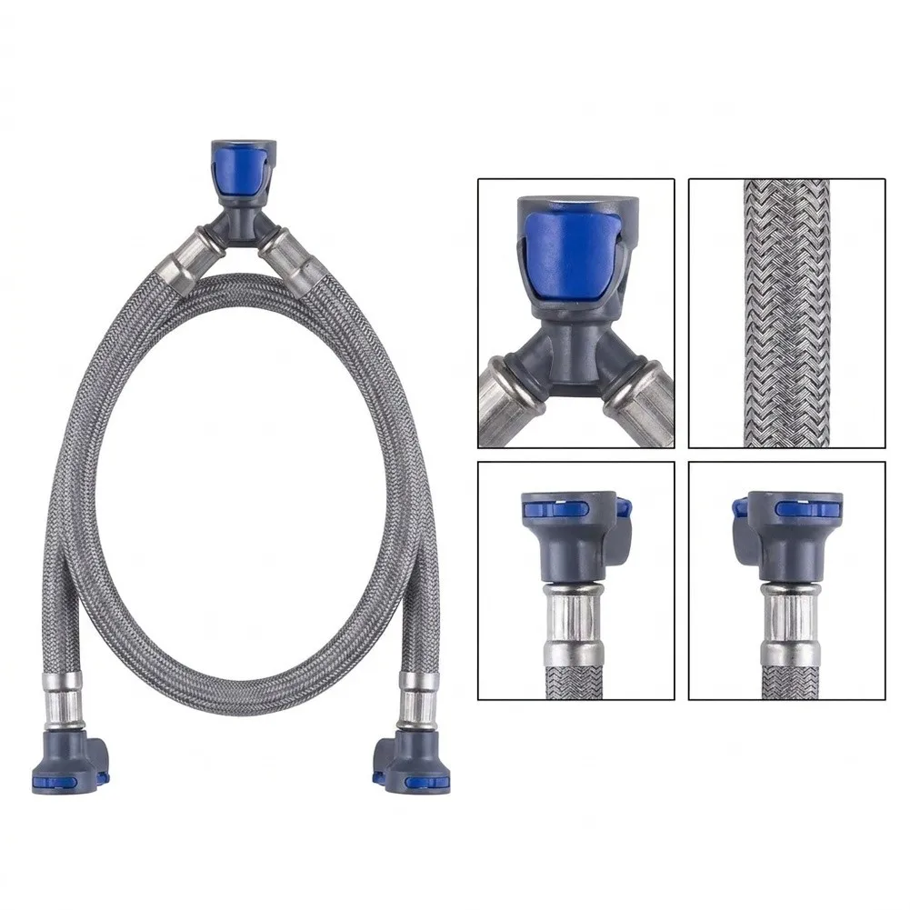 Hot Cold Water Supply Hose 16 Inch Quick Connect for 3 Hole Bathroom Faucet Mixer Plastic PE Faucet Replacement