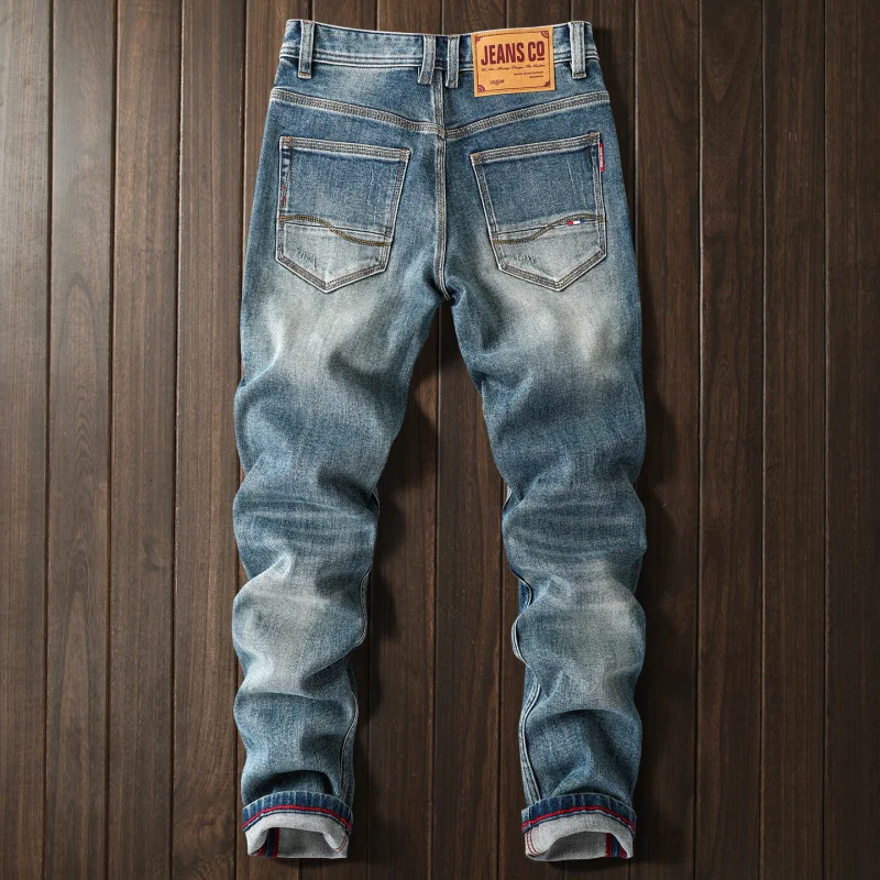 

2026 autumn new jeans men's high-end slim fit small straight tube simple vintage American trend pants