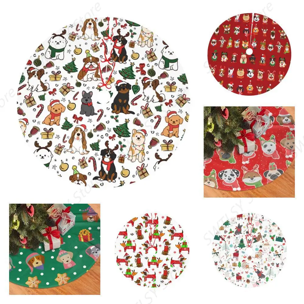 Navidad lindos perros falda de árbol de Navidad suministros para fiestas navideñas decoraciones de tapete de árbol 48"