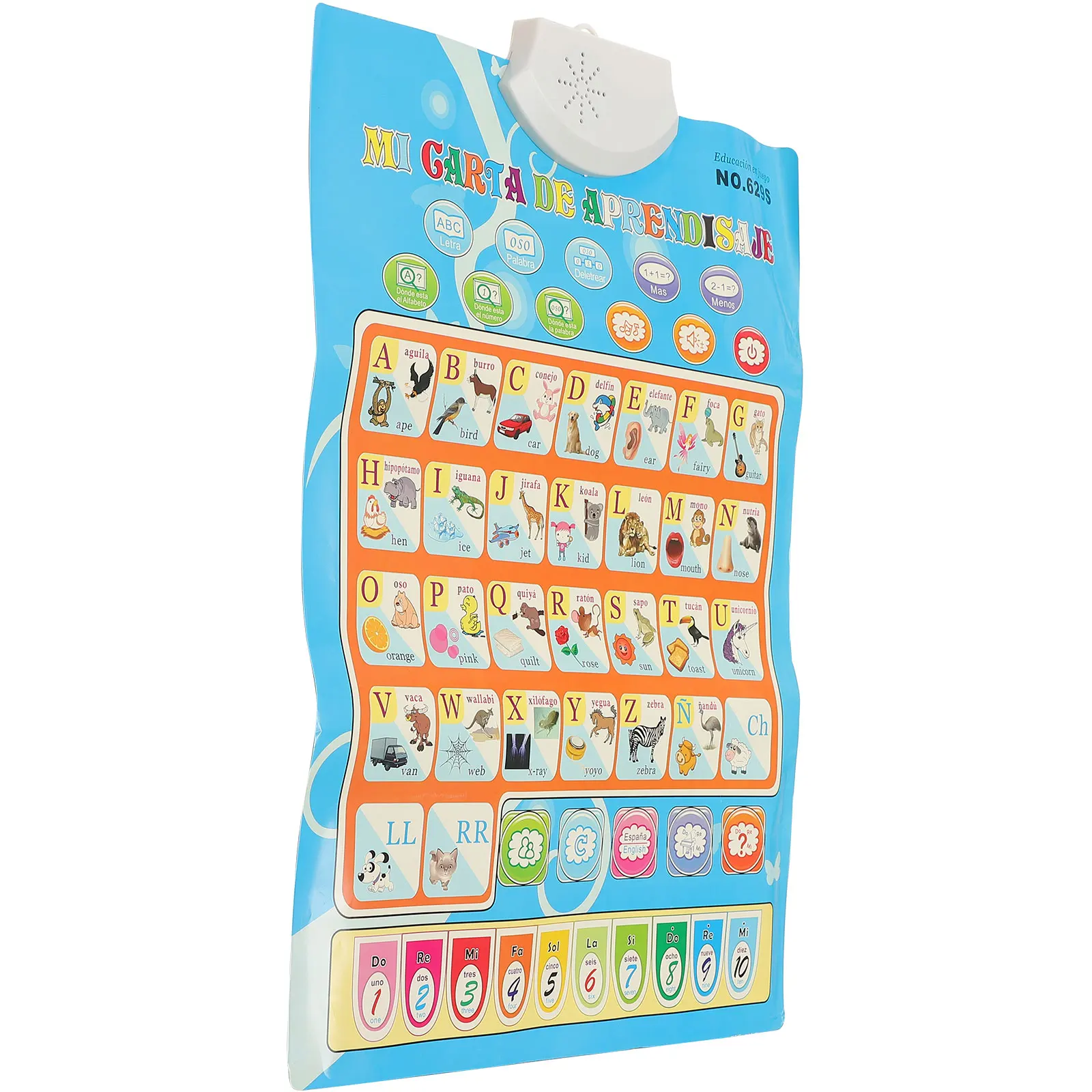 Tweetalige geluidswandkaart Waterdicht Kinderen leren voor kinderdagverblijf Speelkamer Spaans Engels Praten Poster Elektronisch educatief