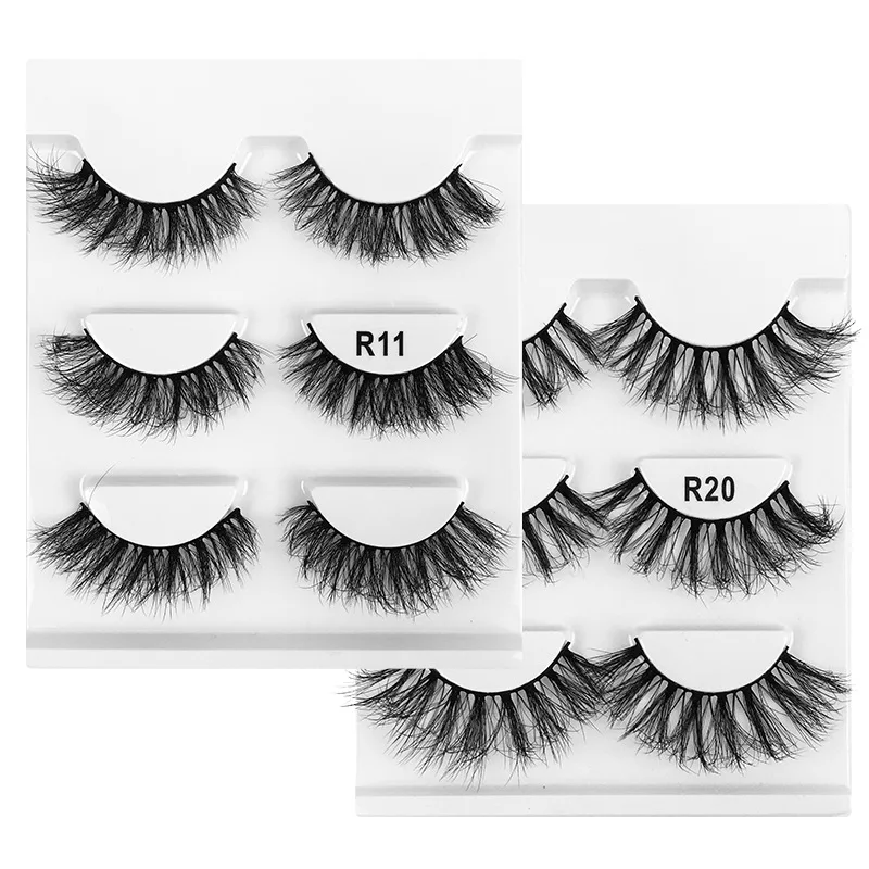 3 Pairs Faux Mink Lashes Make Up Eyelashes Thick False Cils Reusable Eyelash Extension Hand Made Fake Eyelashes