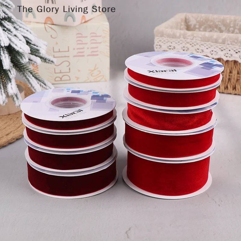 

1/1.5/2/2.5/4/4.5CM Wine Red Flocking Webbing Single Velvet Ribbons for DIY Clothing Handmade Gift Packaging Wedding Decoration