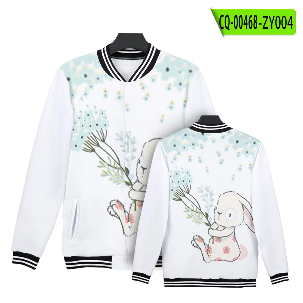 Autumn and winter rabbit pattern couple baseball uniform street Harajuku style suitable for all casual daily life