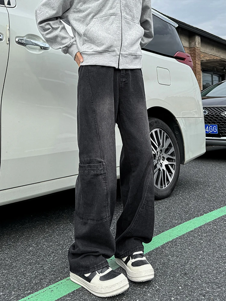 

Waed Distred Straight Leg Men's Jeans CleanFit Workwear Trousers American High Street Vibe Autumn Winter Cargo Pants