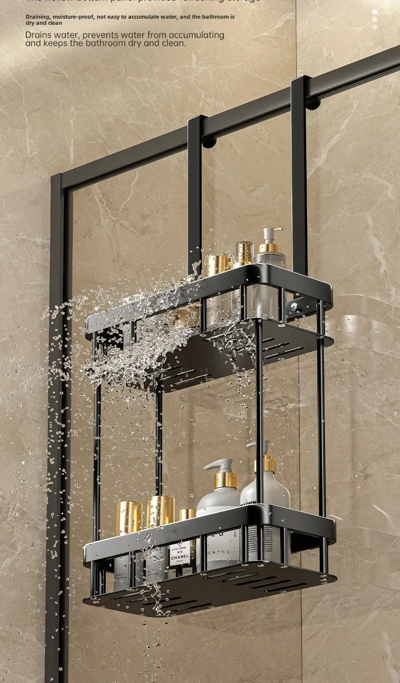 2-stufiger Duschregal für die Tür, hängendes Badezimmerregal, Wandmontierter Shampoohalter, Toiletten-Aufbewahrungsregal, rostfrei – Detail 10