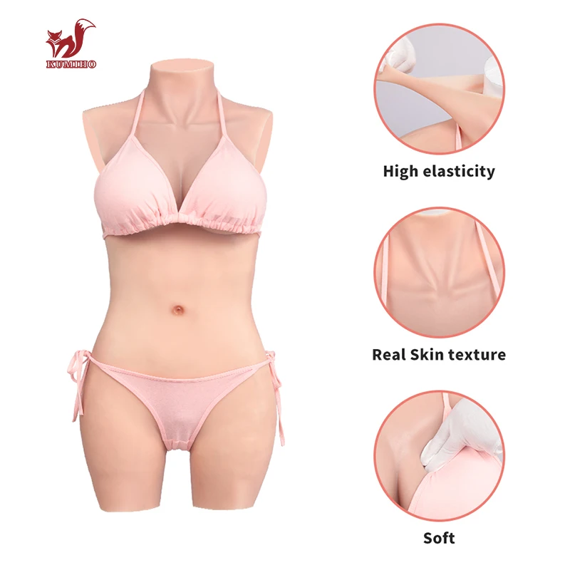 KUMIHO Cosplay Sissy 3/5/9-Point Silicone Bodysuit Fake Vagina C/D Cup Breast Forms Boobs Crossdressers Body Suit Drag Queen