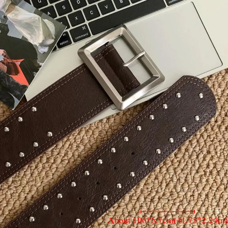 خمر مصمم واسعة حزام للنساء القوطية الشرير نمط برشام حزام الخصر Y2k فستان أمريكي حزام الجينز الفتيات حار