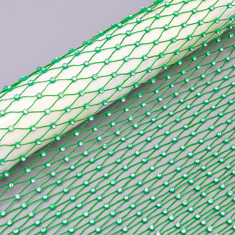 Embellished White Fishnet Mesh | Sparkling Crystal Rhinestone Fabric for Statement Dresses & DIY Masks
