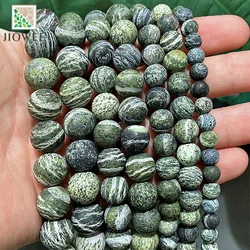 Natural Stone Matte Green Zebra Jaspers Loose Beads for Diy Handmade Bracelet Earrings Jewelry Making 15