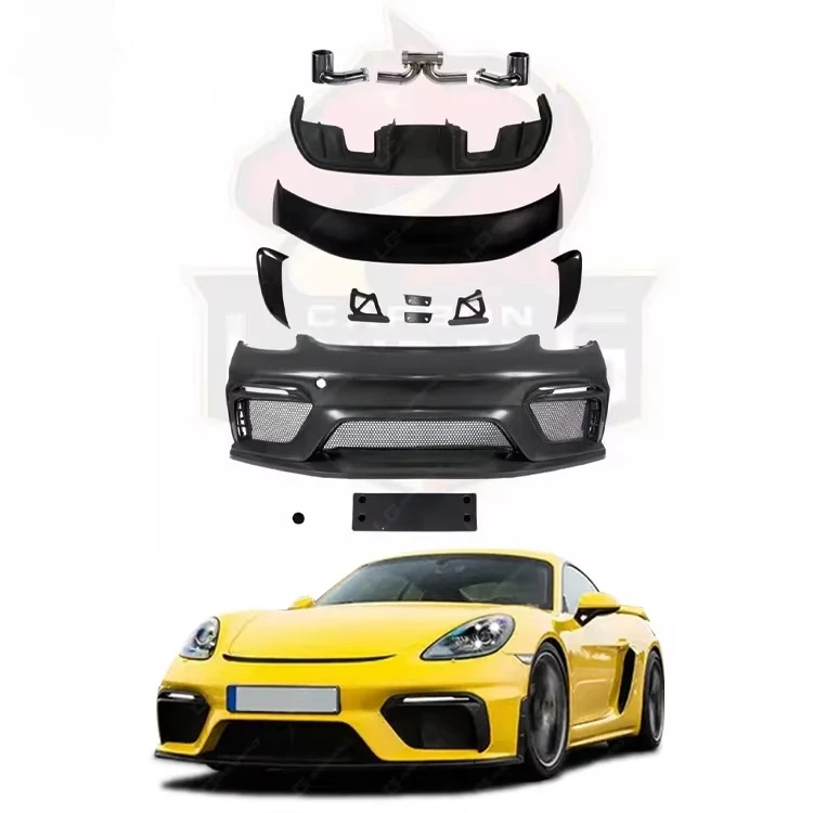 

Полный комплект кузова нового дизайна для Porsche 718 Cayman, обновление в стиле GT-4, решетка бампера из углеродного волокна, полные боковые юбки