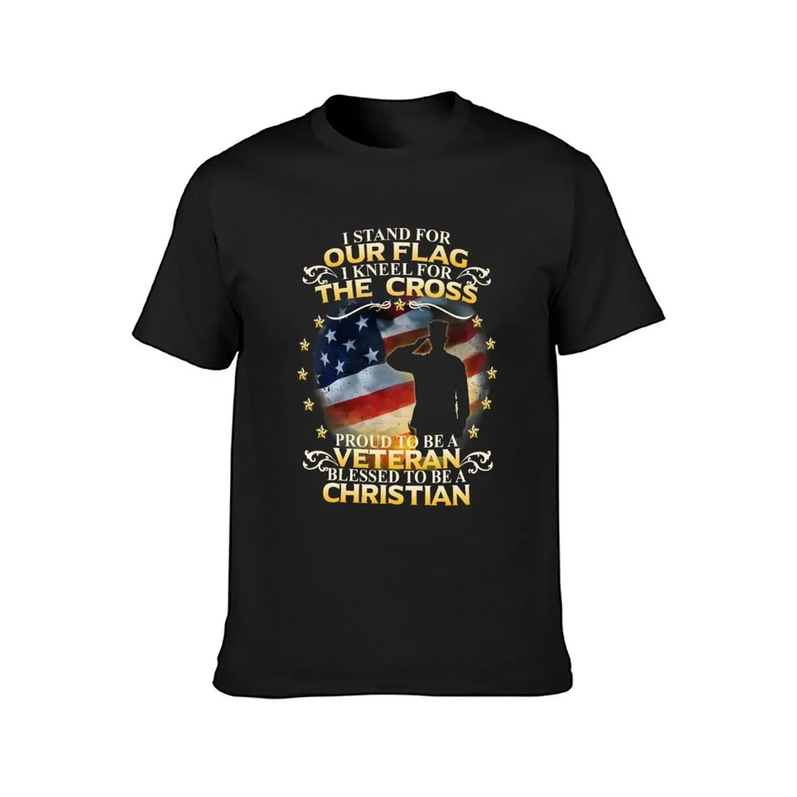 I Stand For Our Flag I Kneel For The Cross Christian Veteran T-Shirt man clothes graphic tee shirt funny t shirts men