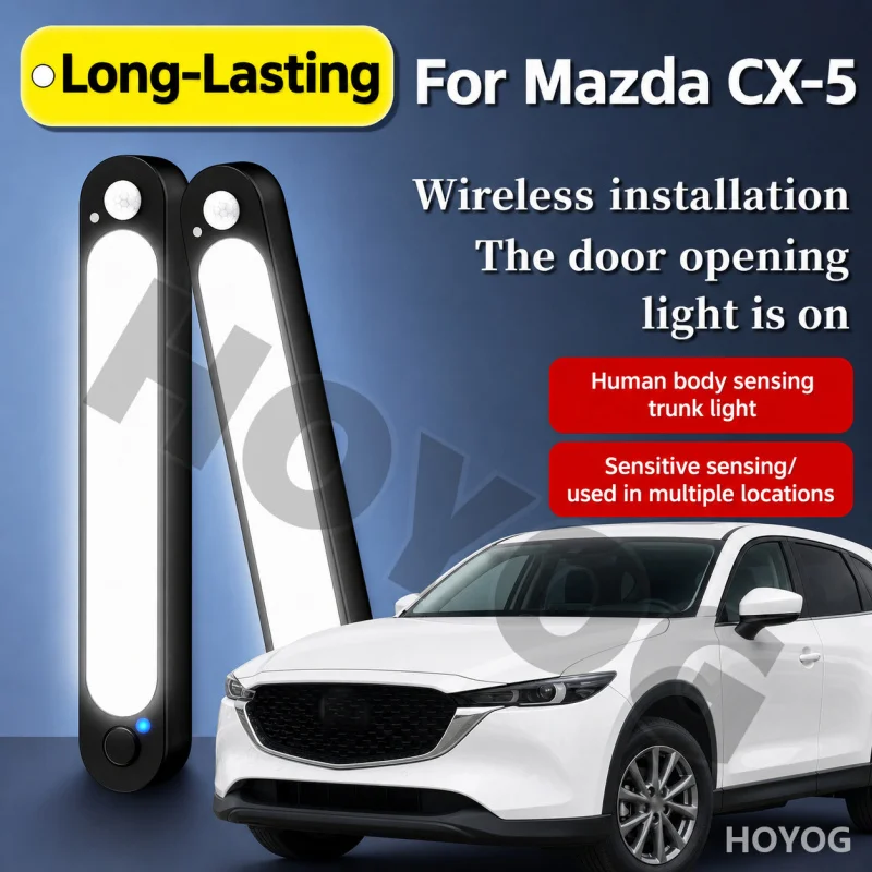 Luz LED para Porta-Malas de Carro Mazda CX-5 2012-2026 com Sensor de Movimento, Magnética, Recarregável via USB, Luz de Carga para SUV, Interior do Veículo