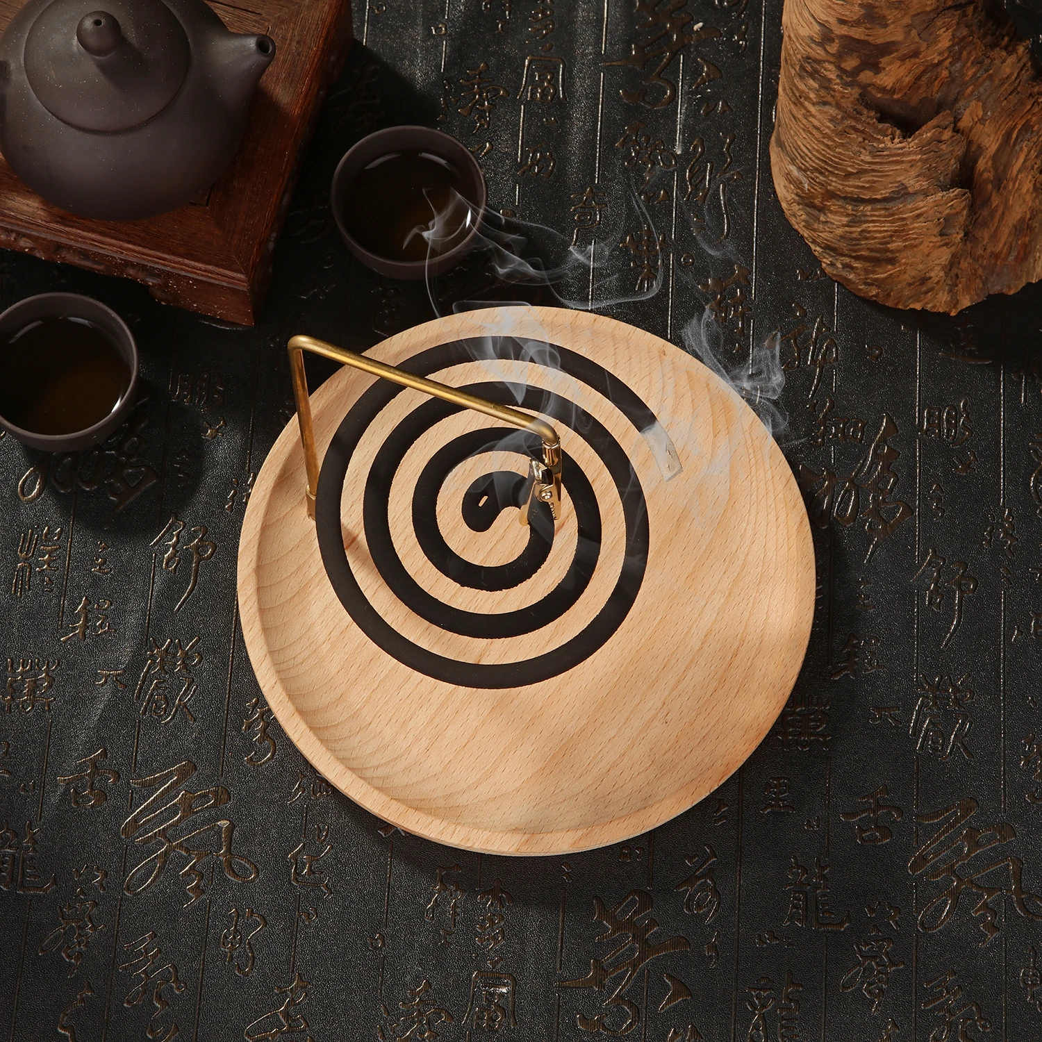 Wooden Incense Burner Upside Down Spring Clip Incense Holder Mosquito Coil Holder Incense Plate Ash Catcher