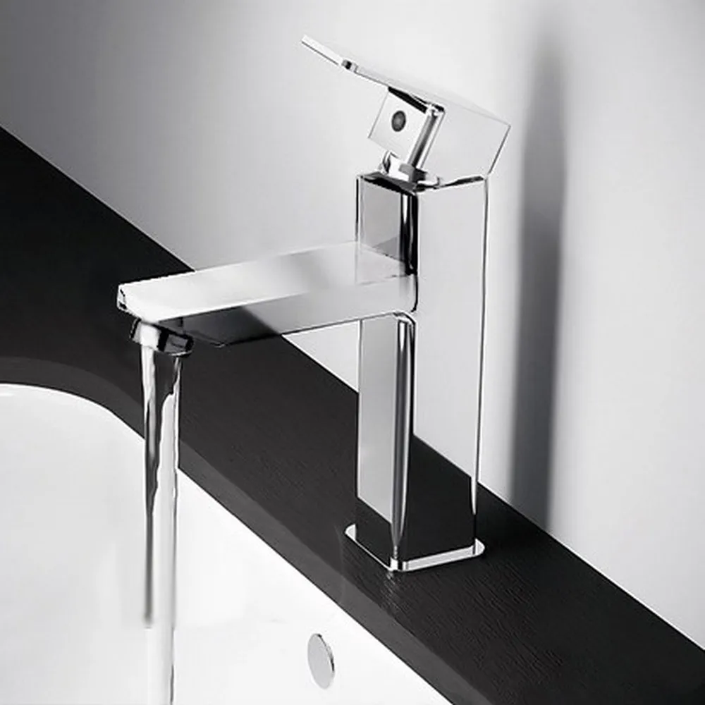 

Bathroom Basin Faucet Stainless Steel Crane Square Basin Tap Deck Mount Sink Mixer Taps Cold&Hot Water Mixer Nnf885