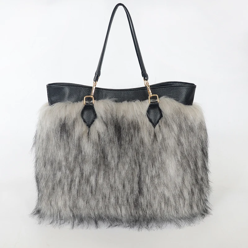 

Winter Faux Furry Shoulder Bags Luxury Female Leopard Big Design Plush Underarm Bag for Women Female Furry Dinner Purse Handbags