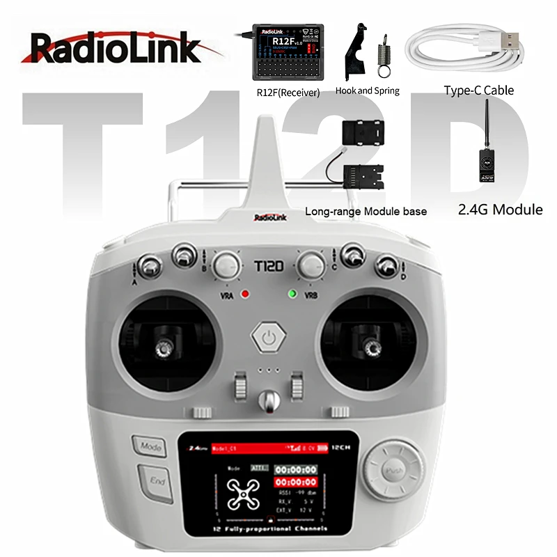 Pilot zdalnego sterowania RadioLink T12D T16D z odbiornikiem, obsługuje moduł wysokiej częstotliwości ELRS, do UAV, FPV, zdalnie sterowanych samochodów, robotów i gier wirtualnych. — zdjęcie produktu 2