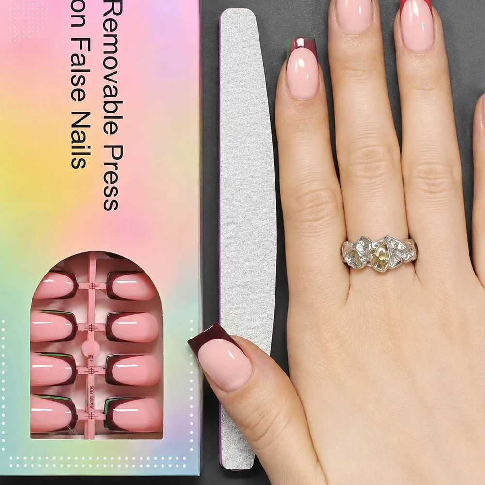 144Pcs Crisp Glossy Square Press On Nail Multicolor Base Square Fake Nail Daily Sophisticated Square False Nail