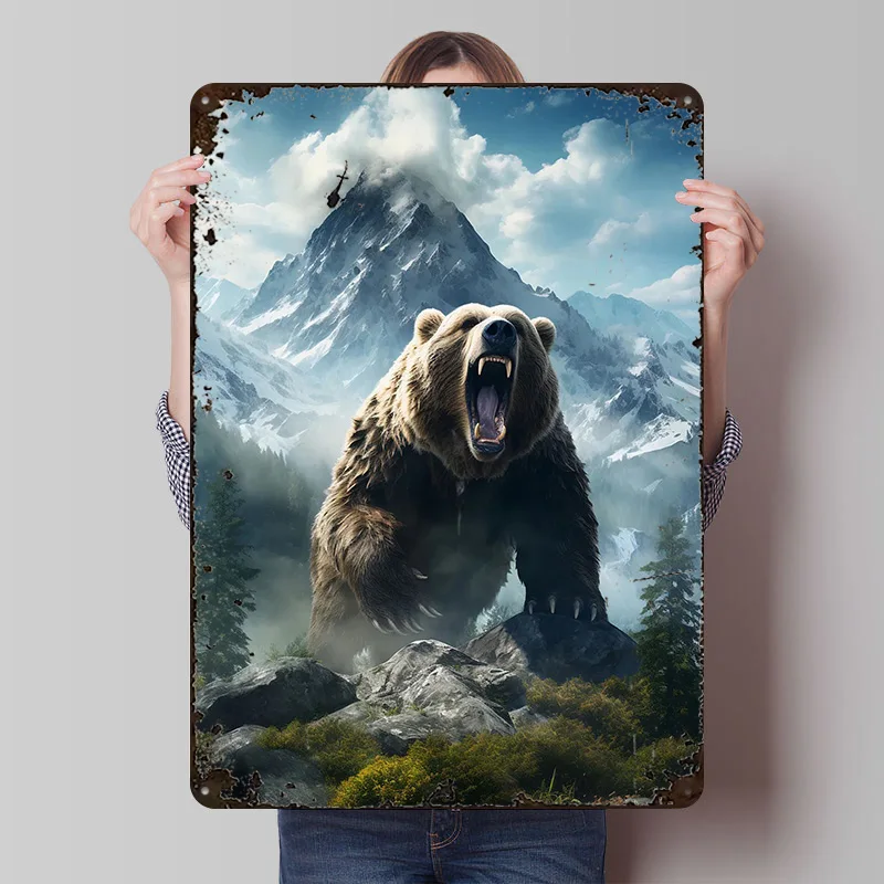 Bear Mountains 2 Metal Poster Metal Signs Wall Art Custom Tin Sign for Home Decoration Living Room Decoration Gaming House Decor