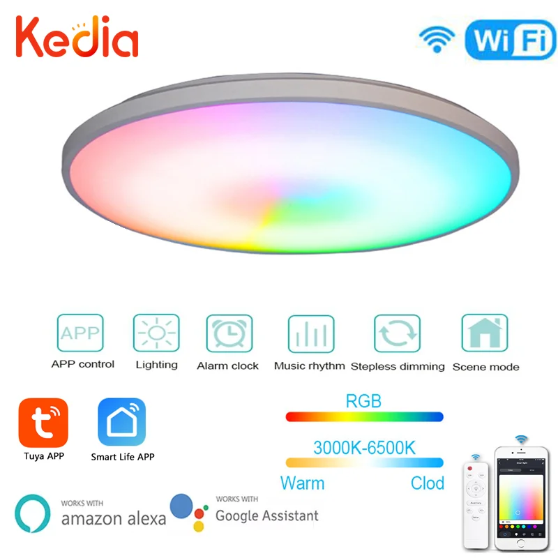 Kedia Tuya WiFi Smart Ceiling Light 30W RGB CW Ceiling lamp Smart Life Voice Control Alexa Goole Home For Livingroom decoration