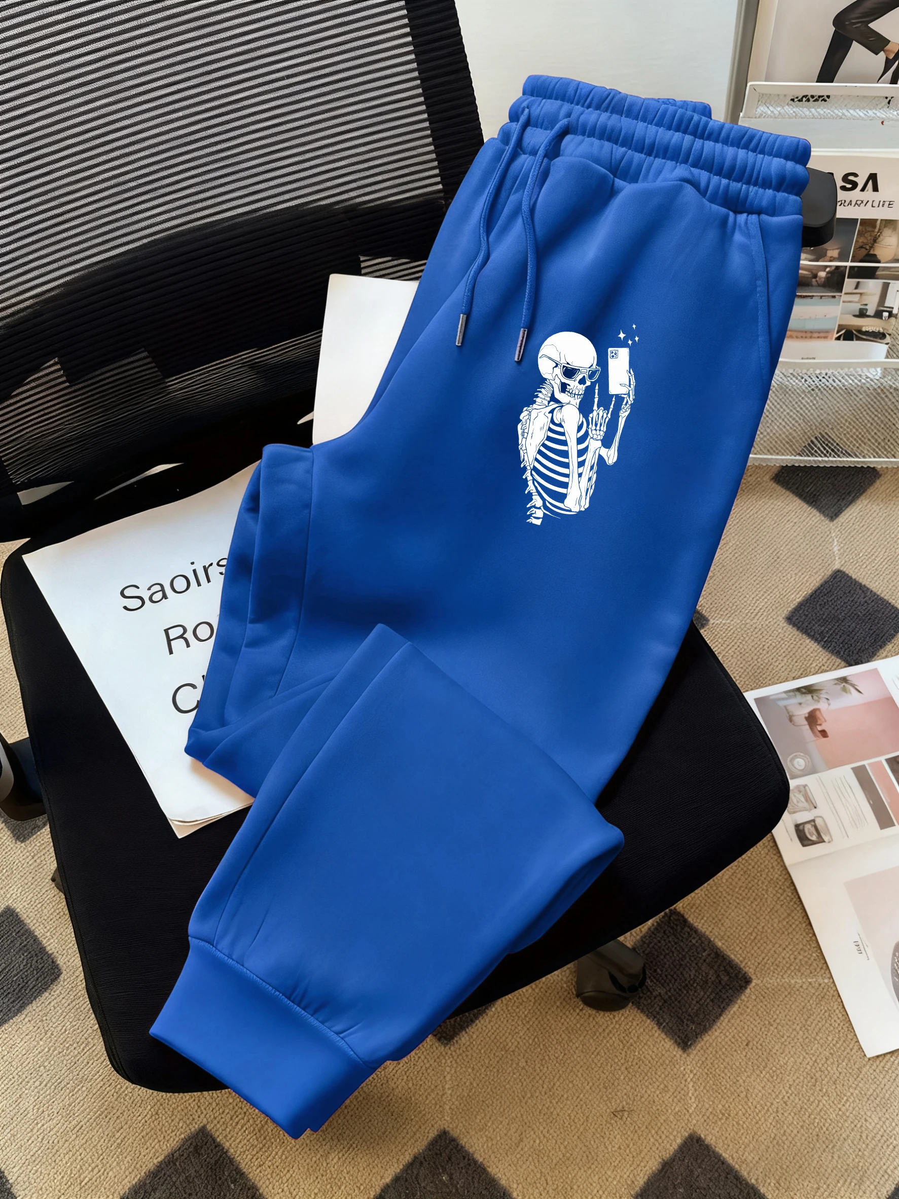

Skeleton People Who Enjoy Taking Photos Men'S Elastic Waist Pants Basics Pocket Long Pant Fashion Casual Male Sports Sweatpants