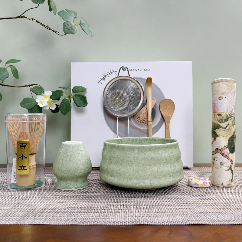 

Премиальный набор матча, церемония династии Сун, 8 шт., керамическая чаша, инструменты для венчика, дизайн Сакуры для коллекционеров, эксклюзивная подарочная коллекция