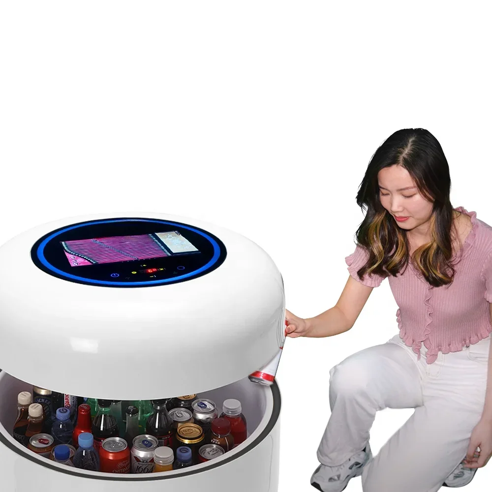 Multi functional intelligent touch screen refrigerator design with circular coffee table