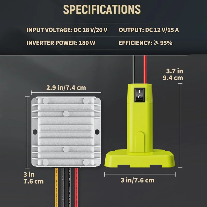 Aksesori Konverter Step-Down 18 V Ke 12 V untuk Baterai Ryobi 18 V, Adaptor Daya Dc, Transformator Peredam Tegangan 180 W Buck