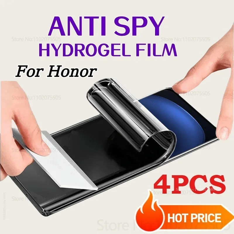 4 шт., мягкая гидрогелевая пленка против шпионажа для Honor 400 400 Pro, защитная пленка для экрана для Honor 200 Pro 200, защита от царапин, без стекла