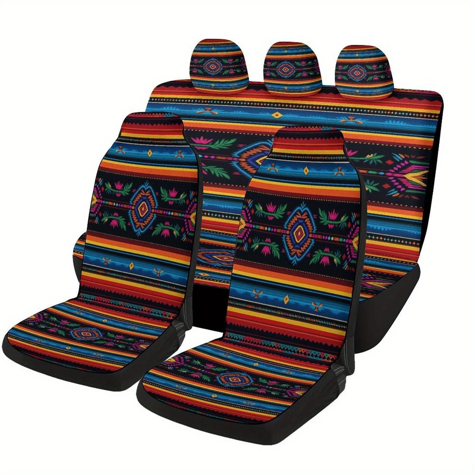 Aztec Pattern Designed Car Seat Cover Set For Most Cars, Trendy Novelty High-quality Car Seat Protector Covers Full Set, Car Se
