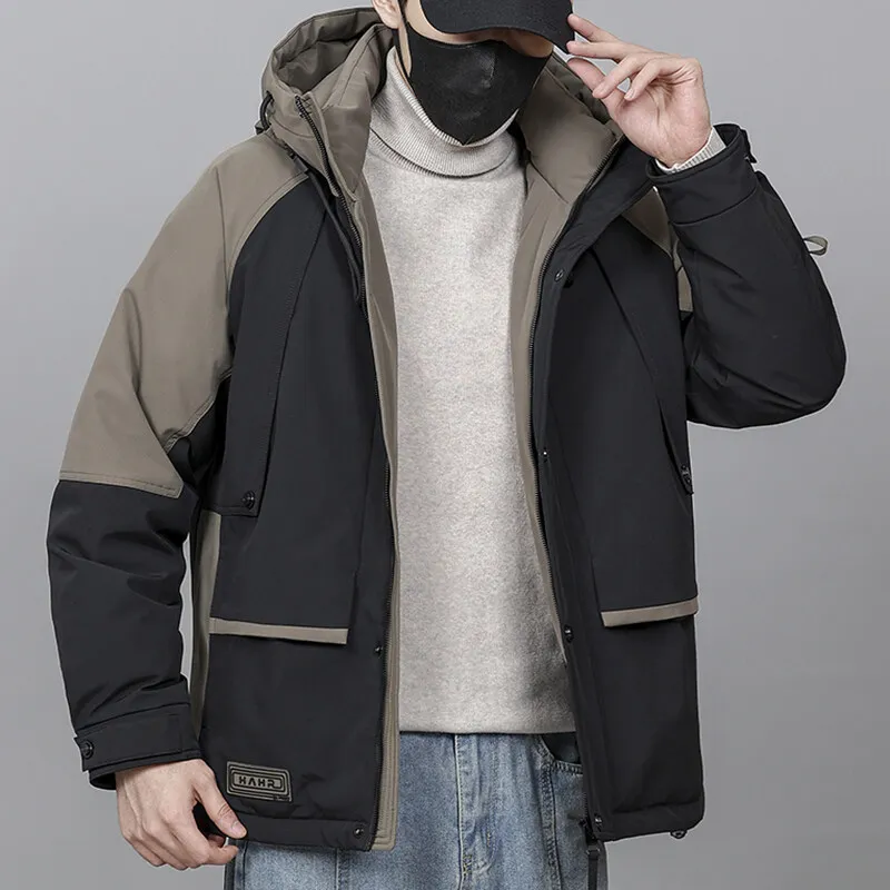 Chaquetas informales de invierno para hombre, chaquetas de pato blancas cálidas, prendas de vestir, abrigos acolchados sueltos de alta calidad, Tops gruesos a prueba de viento, Parkas acolchadas