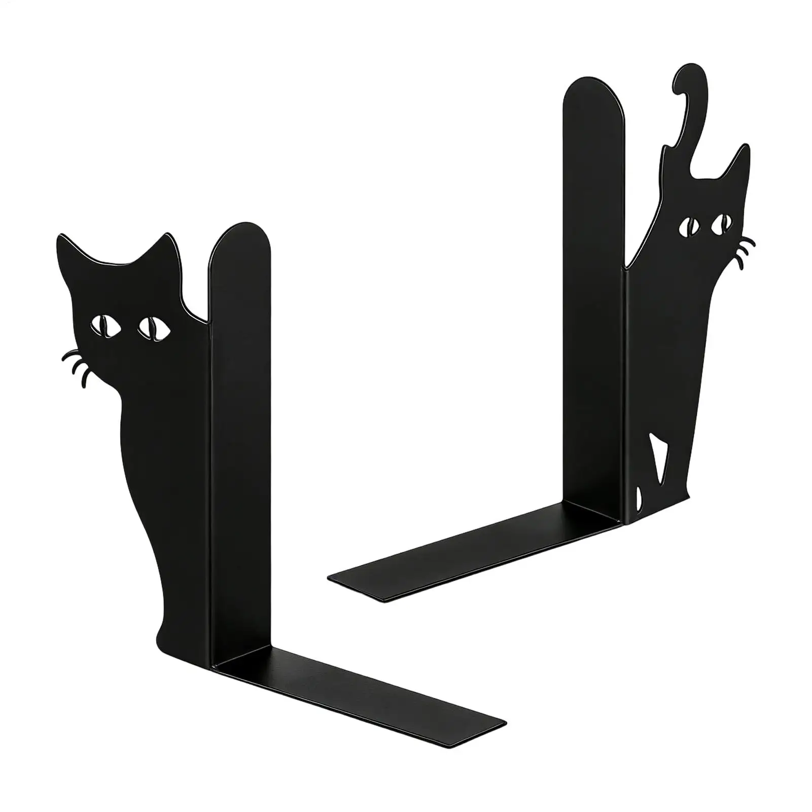2個セット-可愛い覗き見猫ブックエンド-滑り止めメタル製覗き見猫ホルダー-猫好き向けブックエンド-本棚-ホームオフィス装飾用ギフト