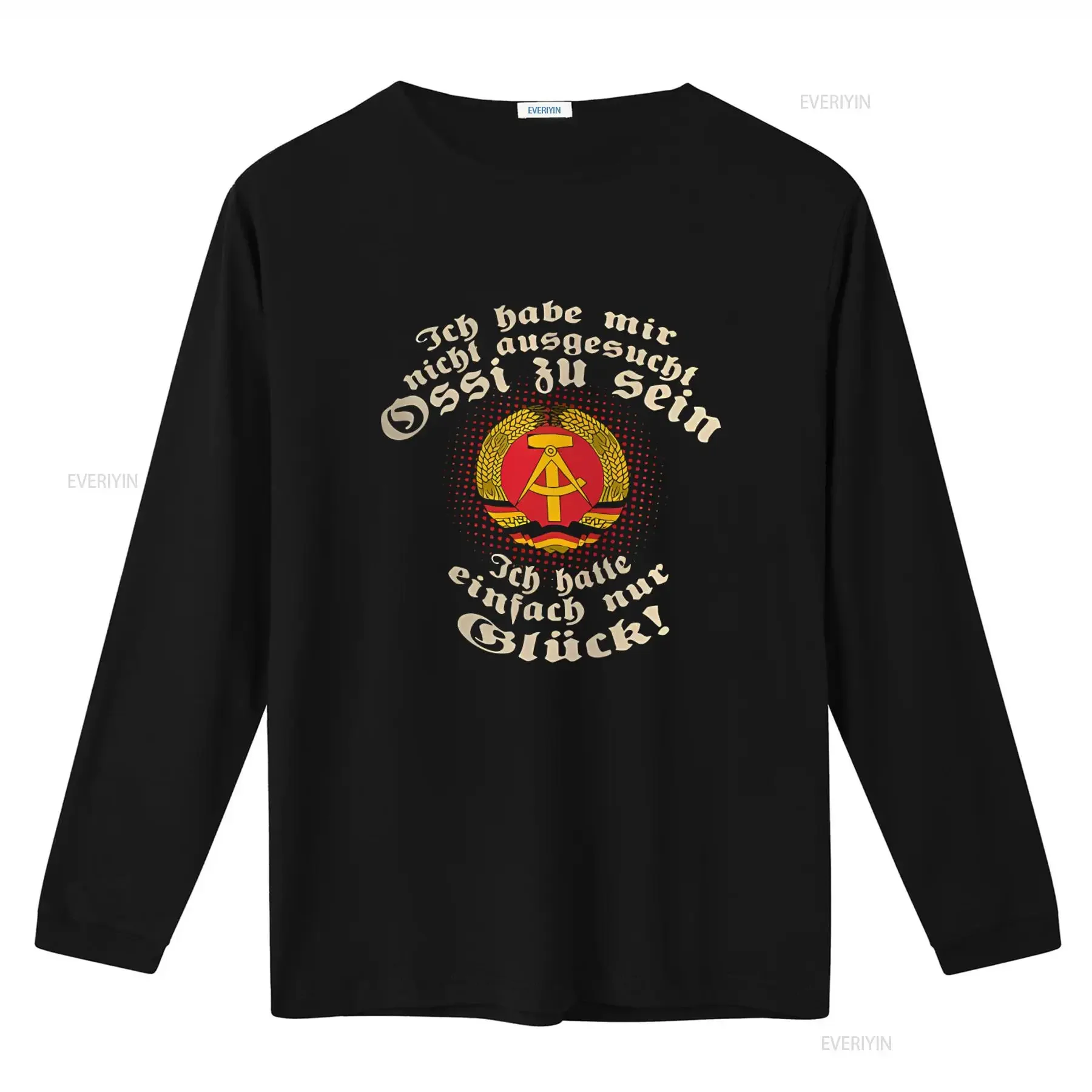 Mens German Democratic Republic Emblem Ossi T Shirt with Lucky Sayings Funny for Men vintage Washed homme Top For Everyday Wear