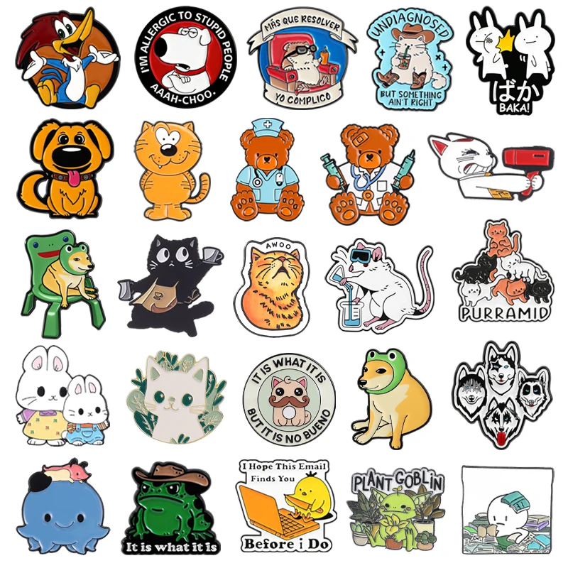 Pins de Esmalte de la Serie de Animales de Dibujos Animados, Personajes de Anime Woody Woodpecker Dog Dug, Broches, Insignias de Solapa, Joyería, Regalos para Niños