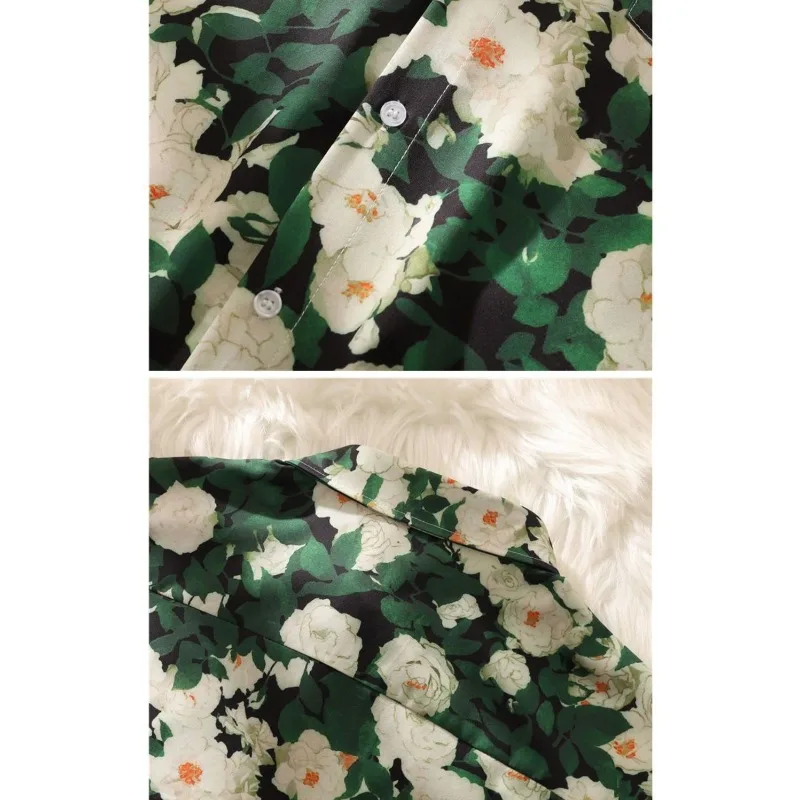 Oversize Couple Shirts High Quality High Appearance Level Floral Shirt Full Print Male Short Sleeve Hawaiian Casual Loose Shirt