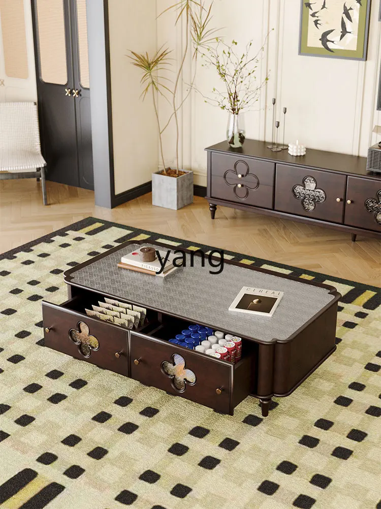 LMM solid wood glass coffee table living room home new small apartment small table light luxury high sense
